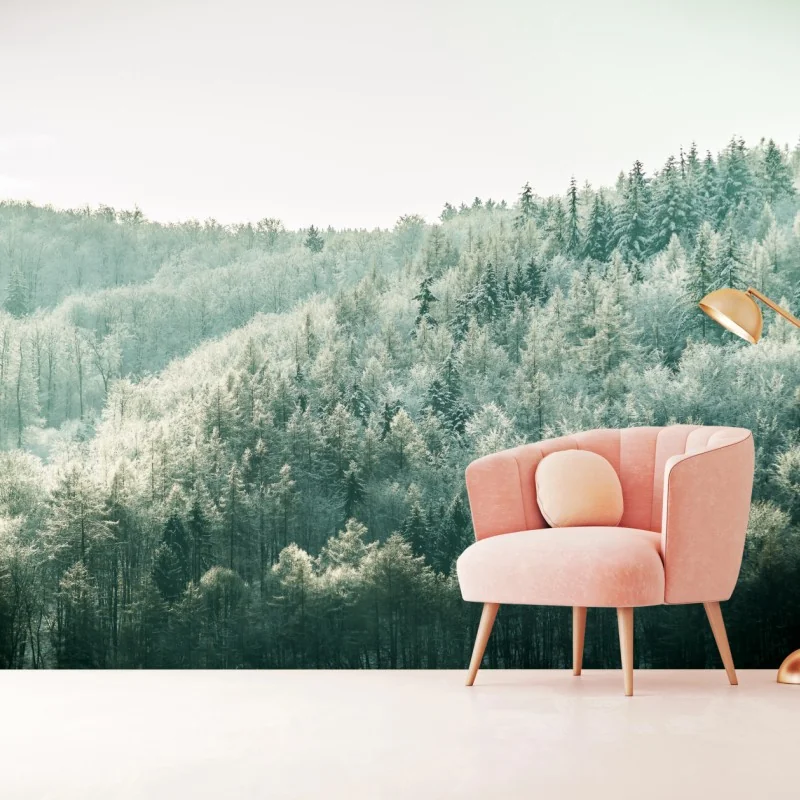 Fototapete nebliger reifbedeckter wald – Wallnifity® Fototapete nebliger reifbedeckter wald – Wallnifity®