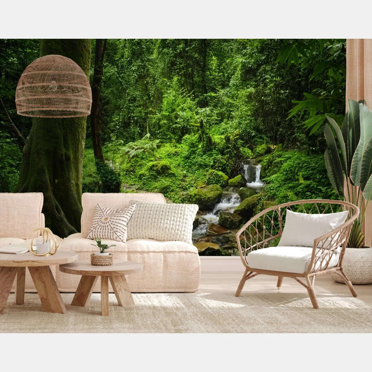Fototapete üppiger grüner waldwasserfall – Wallnifity® Fototapete üppiger grüner waldwasserfall – Wallnifity®