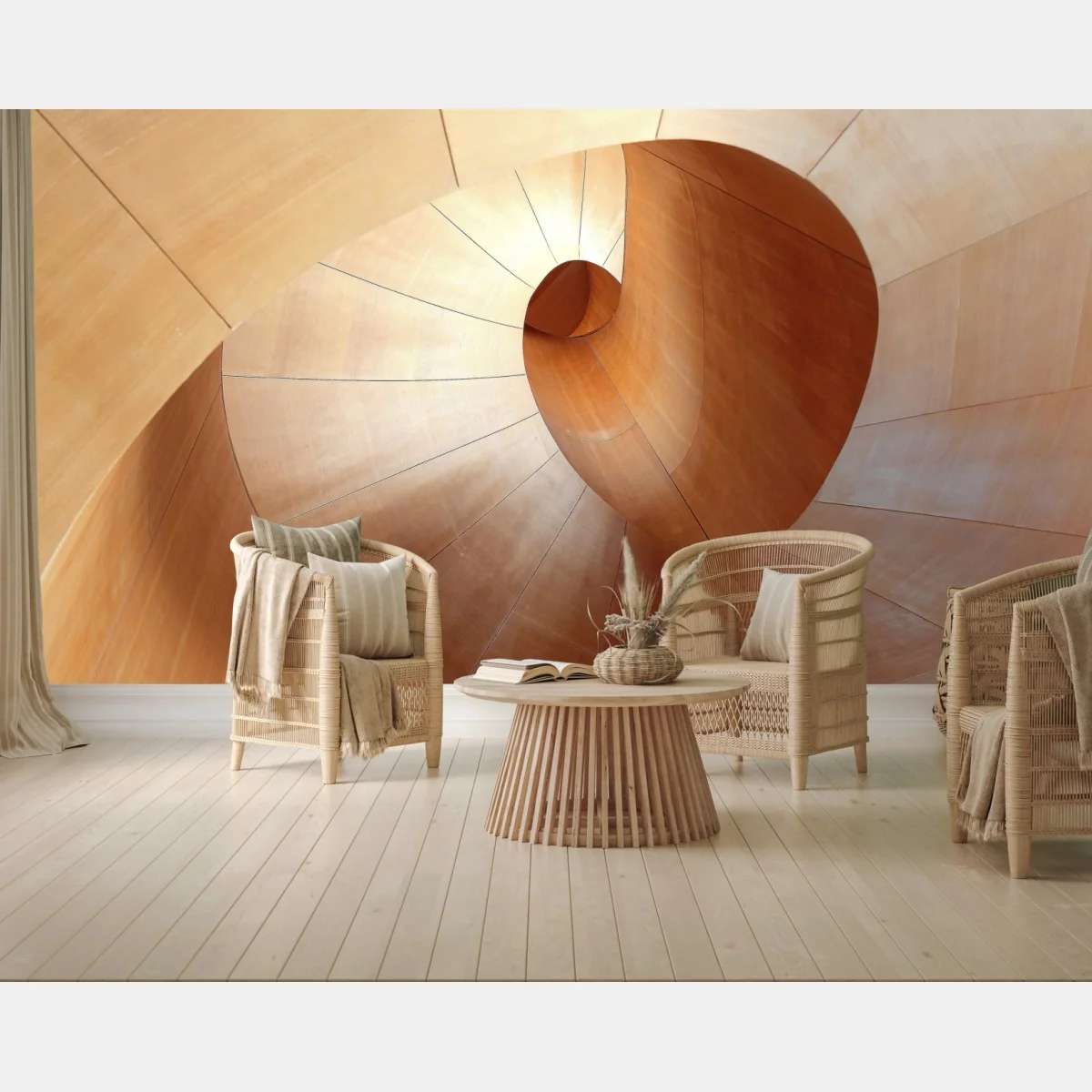 Fototapete warme holzspirale – Wallnifity®