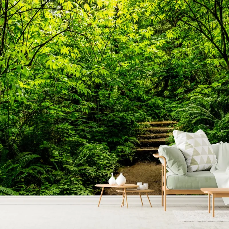 Fototapete üppiger waldpfad – Wallnifity® Fototapete üppiger waldpfad – Wallnifity®