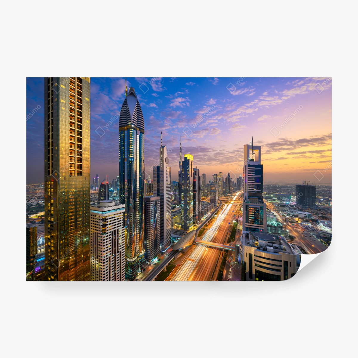 Fototapete stadtszene Dubais bei dämmerung – Wallnifity® Fototapete stadtszene Dubais bei dämmerung – Wallnifity®
