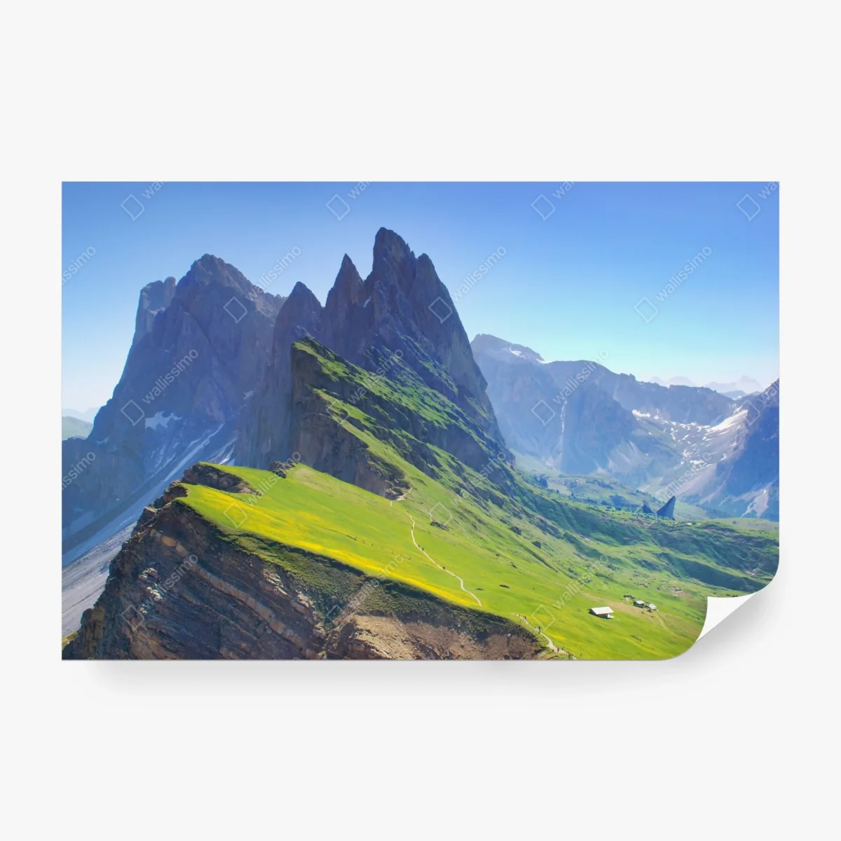 Fototapete majestätische Seceda in den Dolomiten – Wallnifity® Fototapete majestätische Seceda in den Dolomiten – Wallnifity®