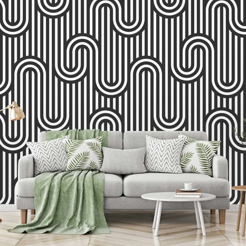 Fototapete schwarz-weiß geometrisches optisches muster