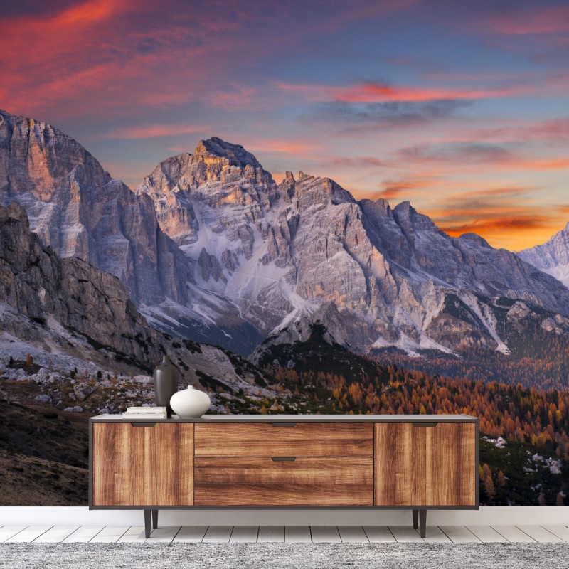 Fototapete majestätischer herbstlicher sonnenuntergang in den bergen