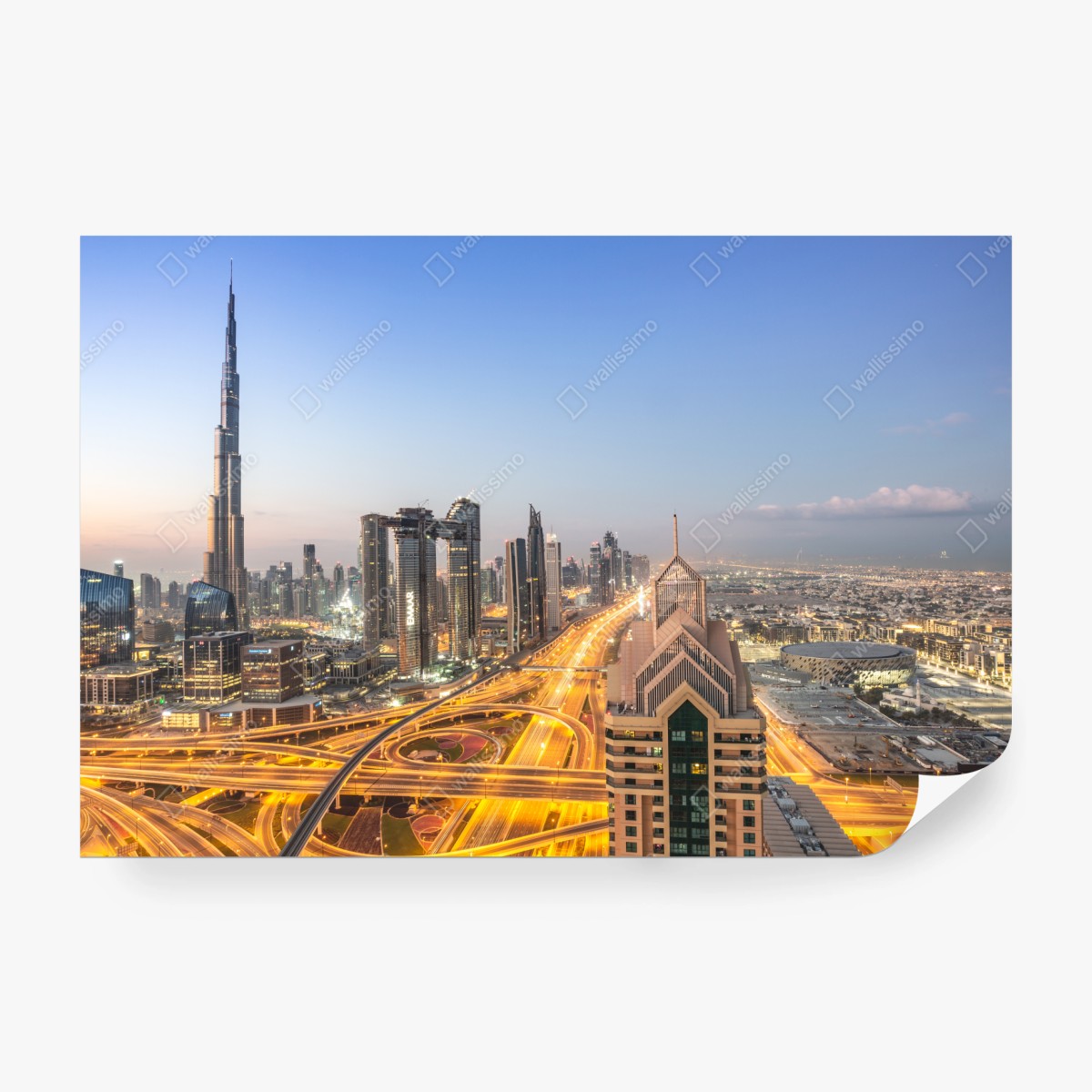 Fototapete skyline von Dubai bei dämmerung – Wallnifity® Fototapete skyline von Dubai bei dämmerung – Wallnifity®