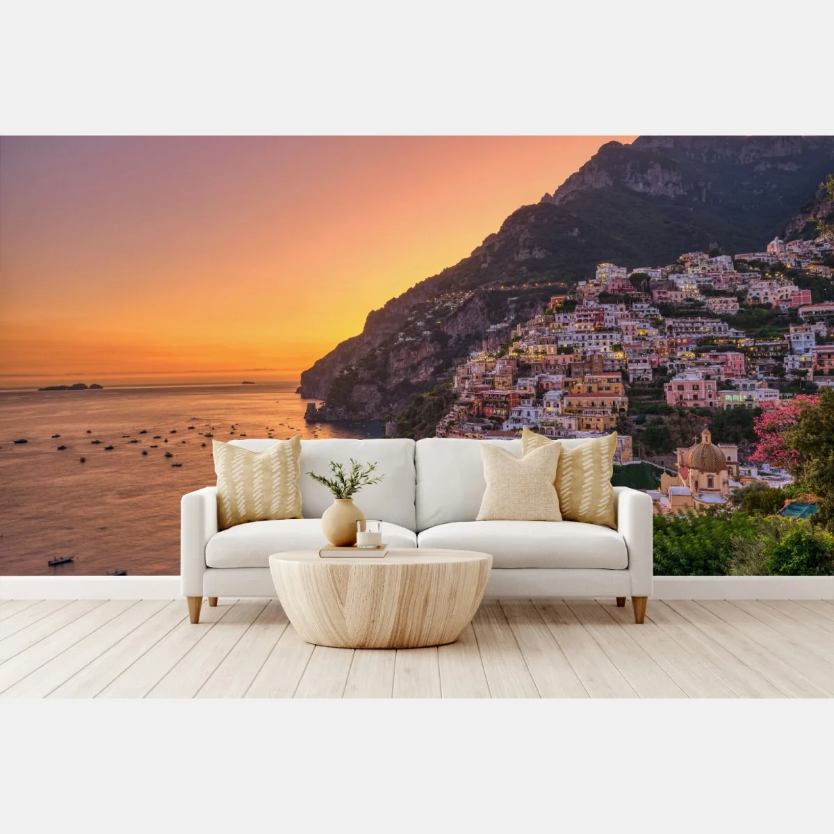 Fototapete sonnenuntergang über Positano, Amalfiküste – Wallnifity®