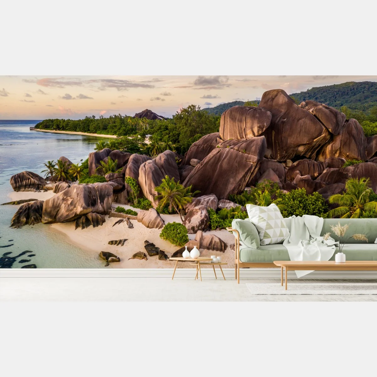 Fototapete Anse d'Argent tropischer granitstrand – Wallnifity® Fototapete Anse d'Argent tropischer granitstrand – Wallnifity®