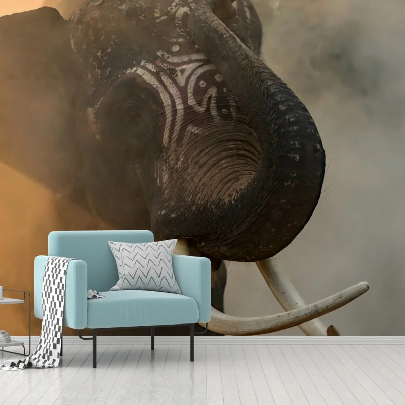 Fototapete majestätischer Thai-elefant mit stoßzähnen