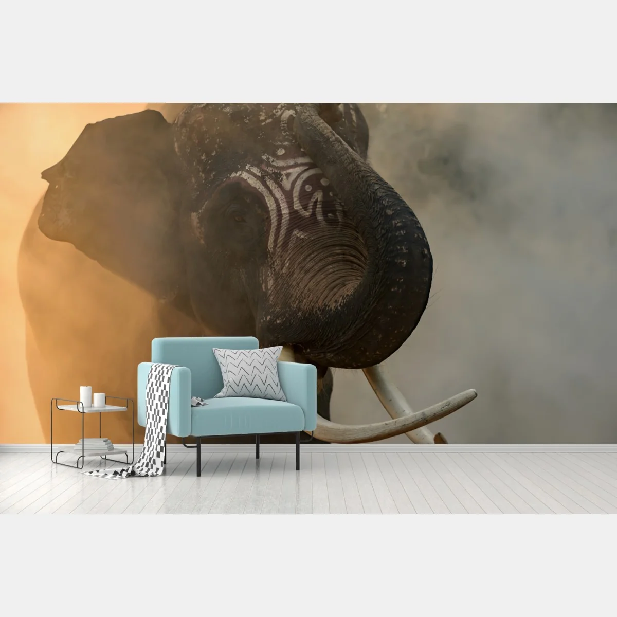 Fototapete majestätischer Thai-elefant mit stoßzähnen – Wallnifity® Fototapete majestätischer Thai-elefant mit stoßzähnen – Wallnifity®