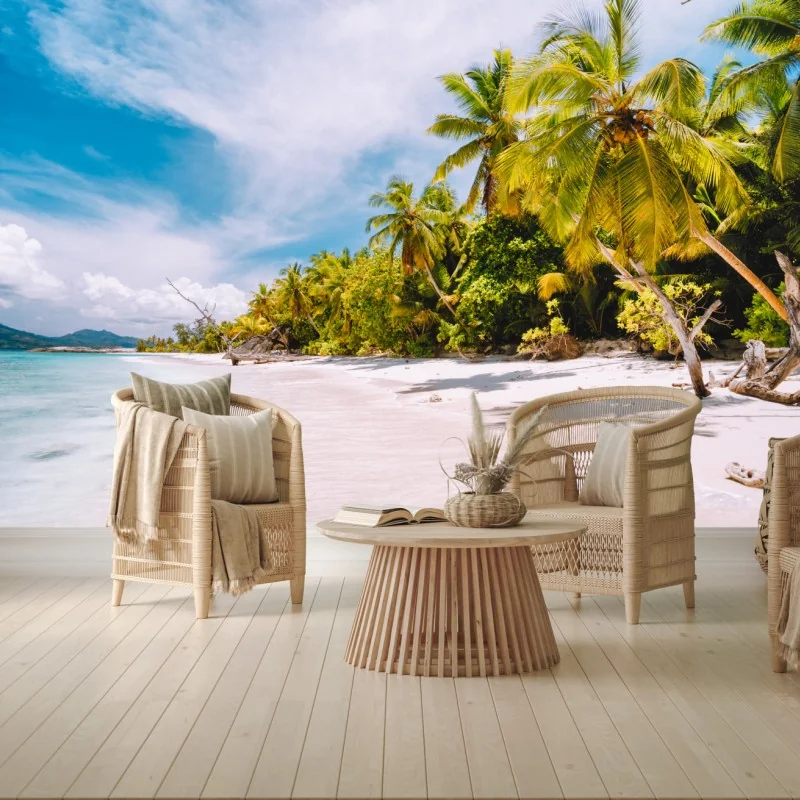 Fototapete tropischer strandidyll mit palmen – Wallnifity® Fototapete tropischer strandidyll mit palmen – Wallnifity®