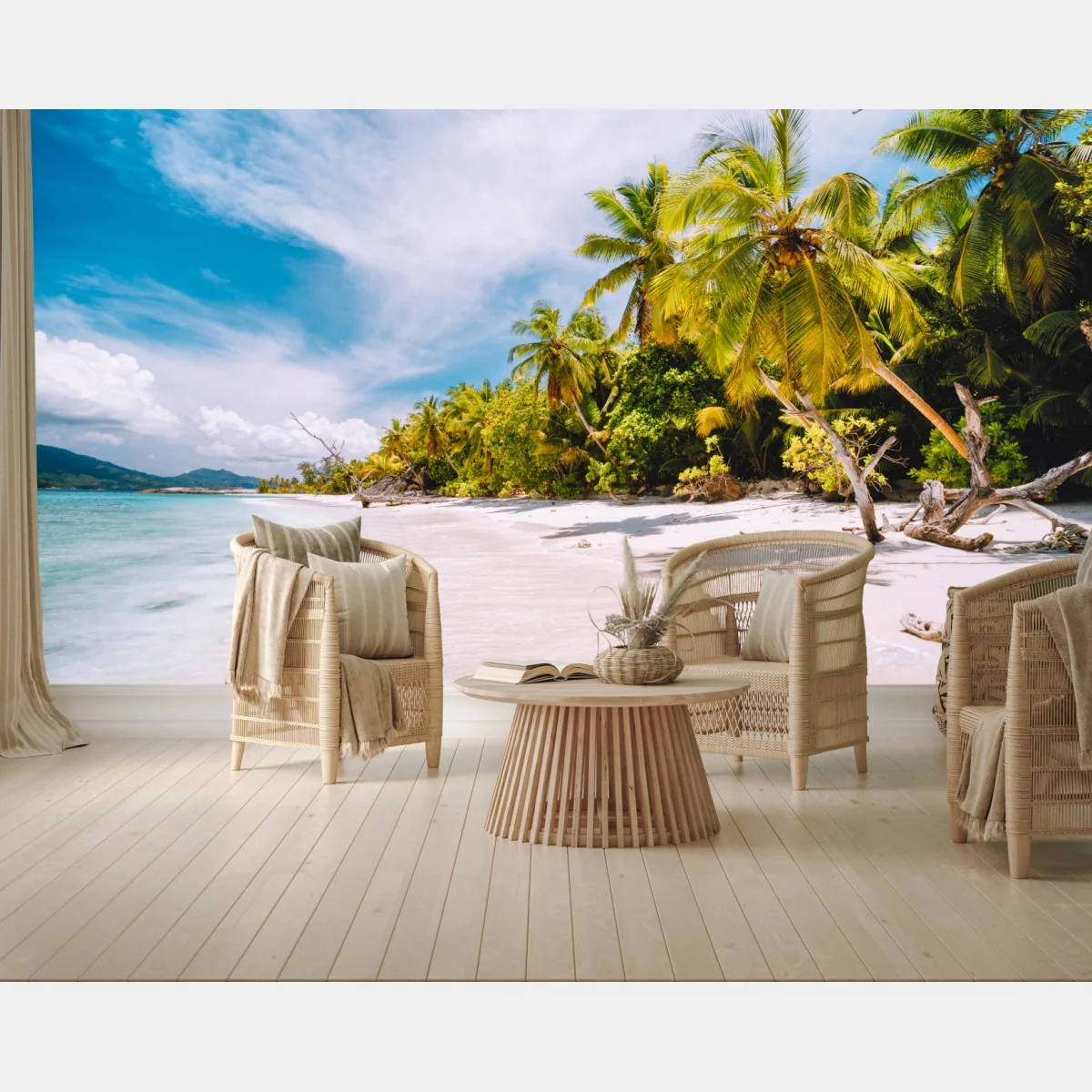 Fototapete tropischer strandidyll mit palmen – Wallnifity® Fototapete tropischer strandidyll mit palmen – Wallnifity®