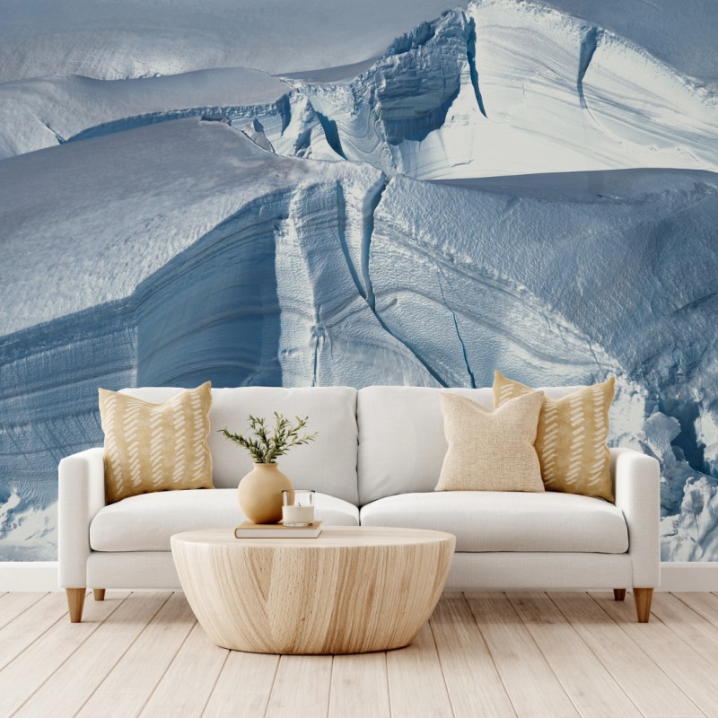 Fototapete gletscherlandschaft mit tiefen spalten