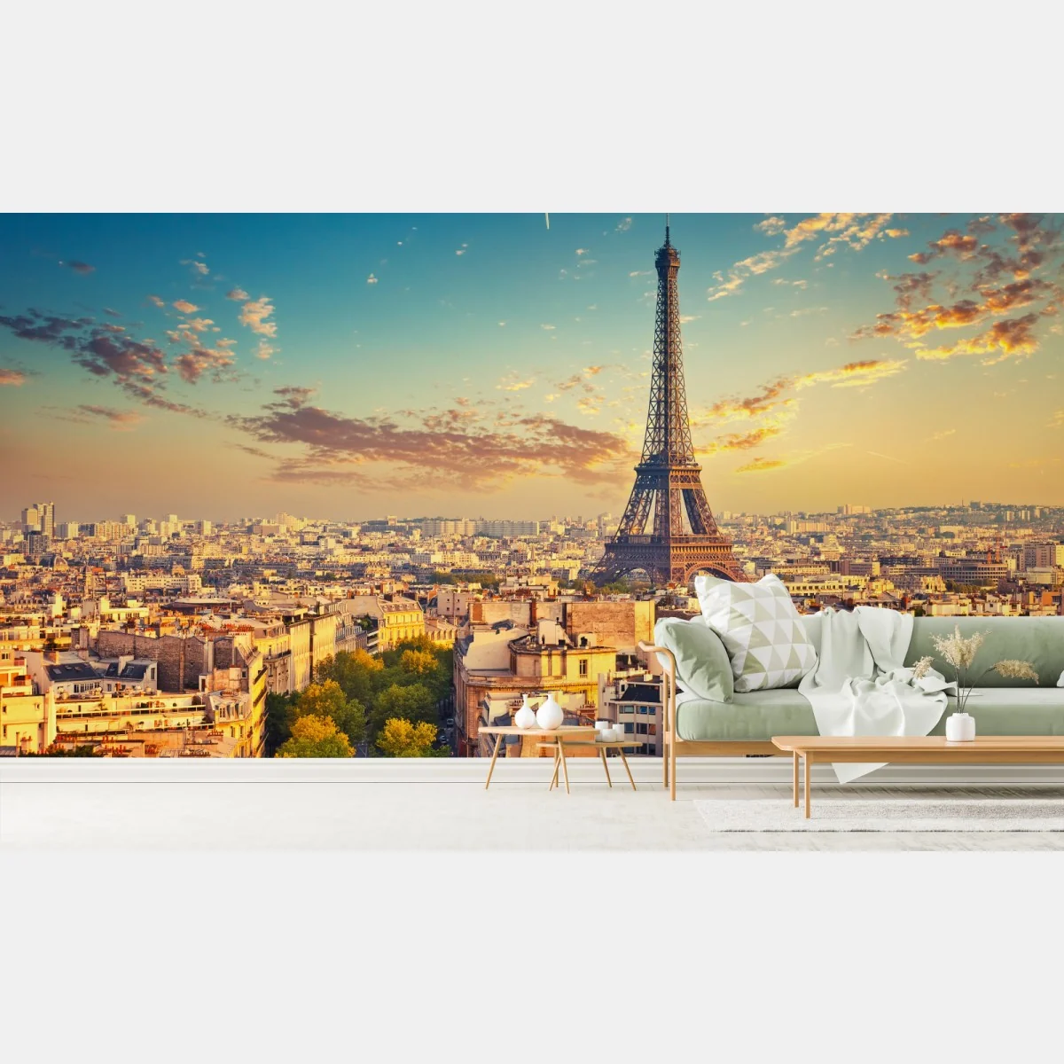 Fototapete sonnenuntergang über Paris skyline mit eiffelturm – Wallnifity® Fototapete sonnenuntergang über Paris skyline mit eiffelturm – Wallnifity®