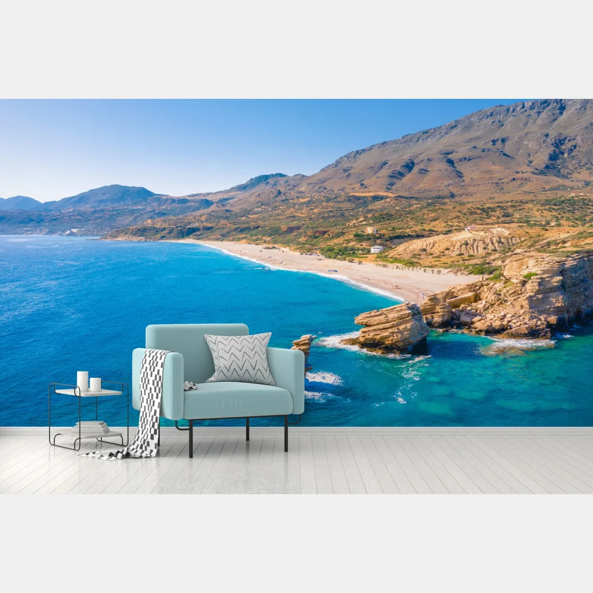 Fototapete türkisfarbenes küstenpanorama – Wallnifity® Fototapete türkisfarbenes küstenpanorama – Wallnifity®