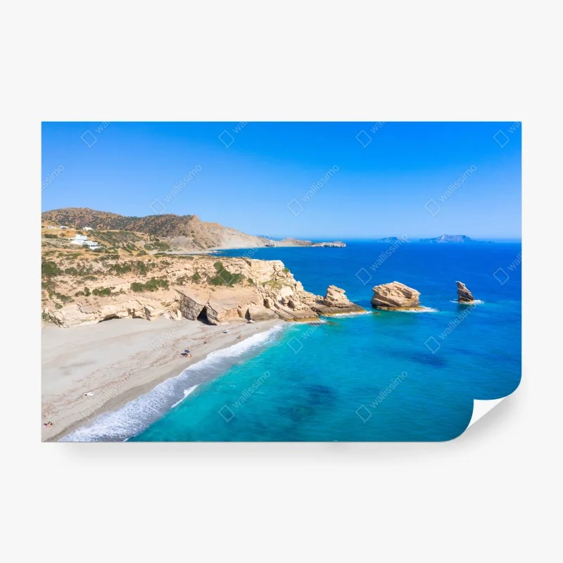 Fototapete Santorini blaue kuppeln meerblick – Wallnifity®