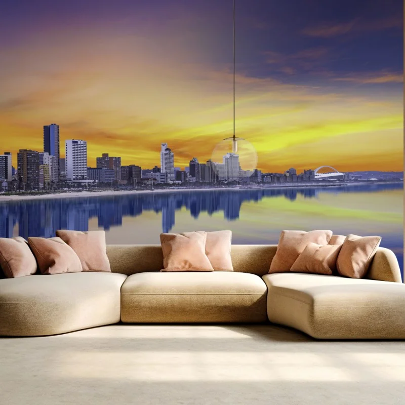 Fototapete Durban dämmerung skyline am strand