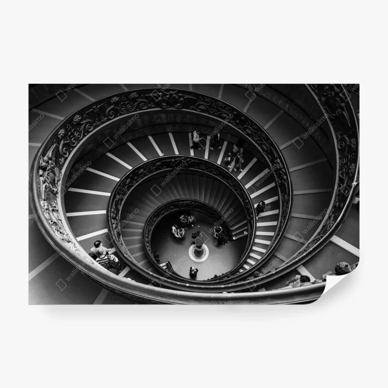 Fototapete dramatische spiraltreppe in monochrom