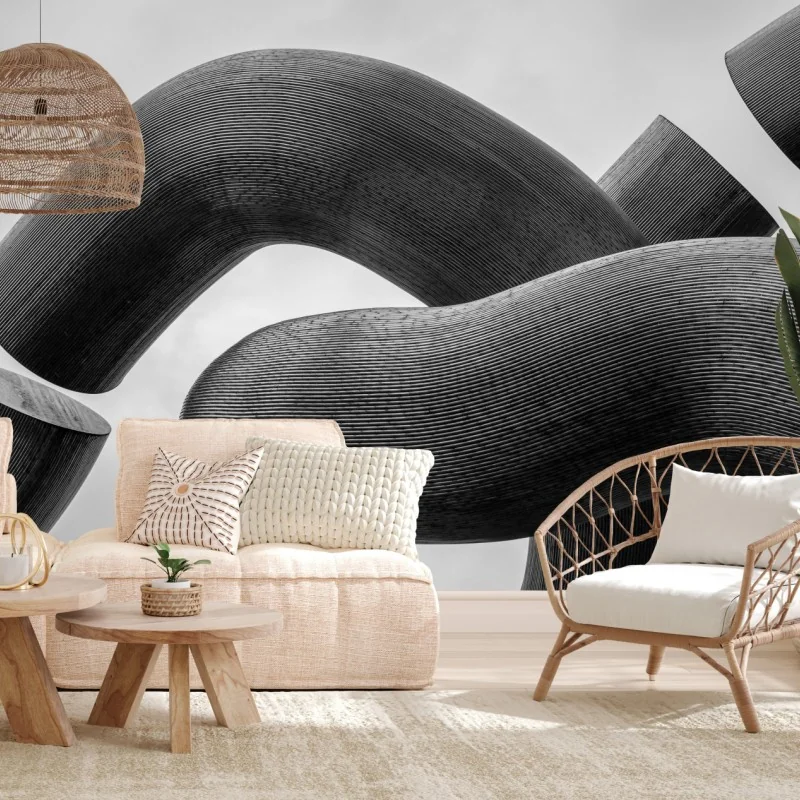 Fototapete gekrümmte formen abstrakte skulptur in grau