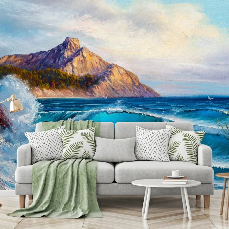 Fototapete türkisblaue welle - meereslandschaft in öl