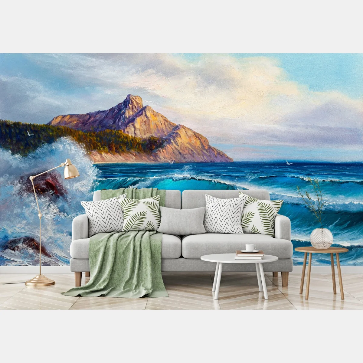 Fototapete türkisblaue welle - meereslandschaft in öl – Wallnifity® Fototapete türkisblaue welle - meereslandschaft in öl – Wallnifity®