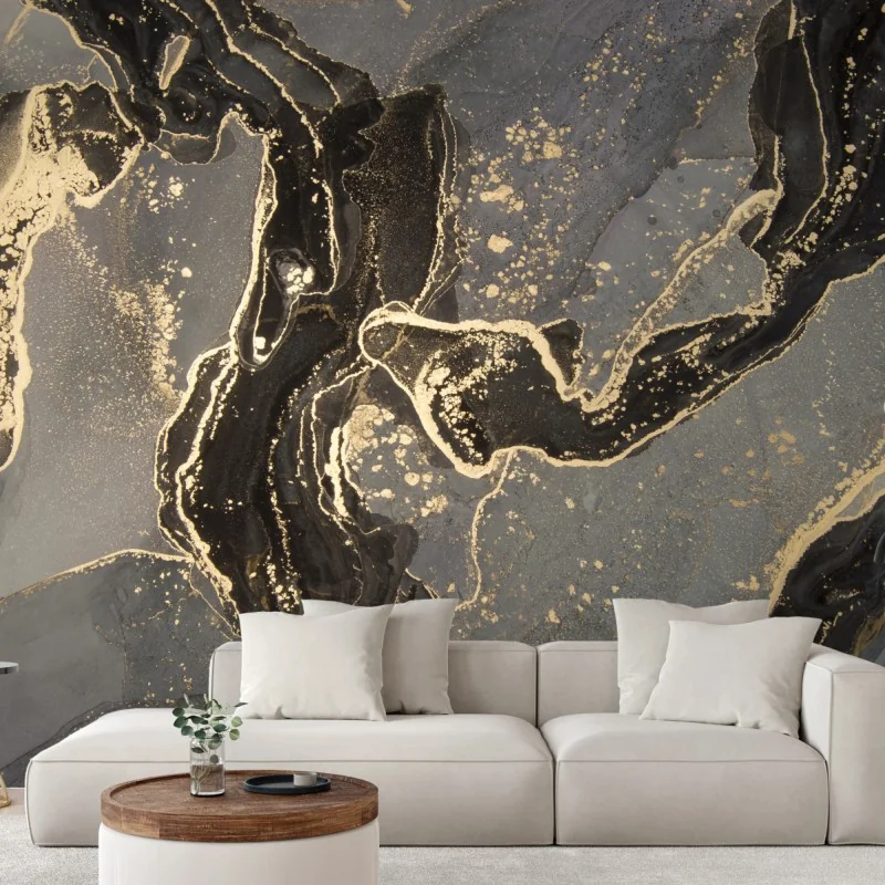Fototapete luxuriöser schwarz-goldener marmor abstrakt
