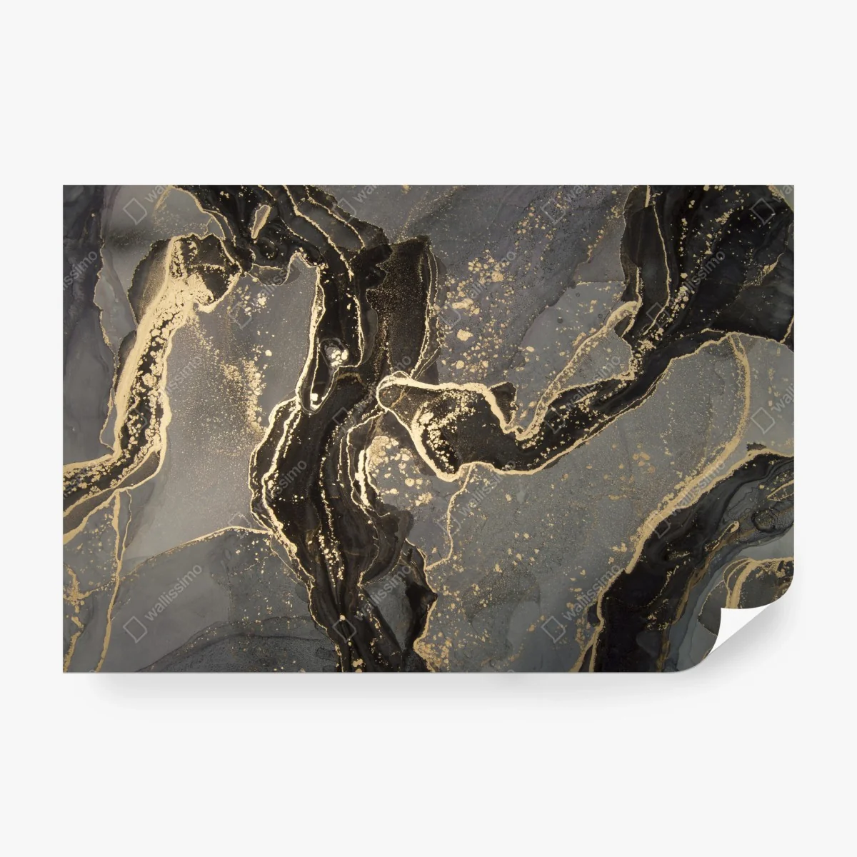 Fototapete luxuriöser schwarz-goldener marmor abstrakt – Wallnifity®