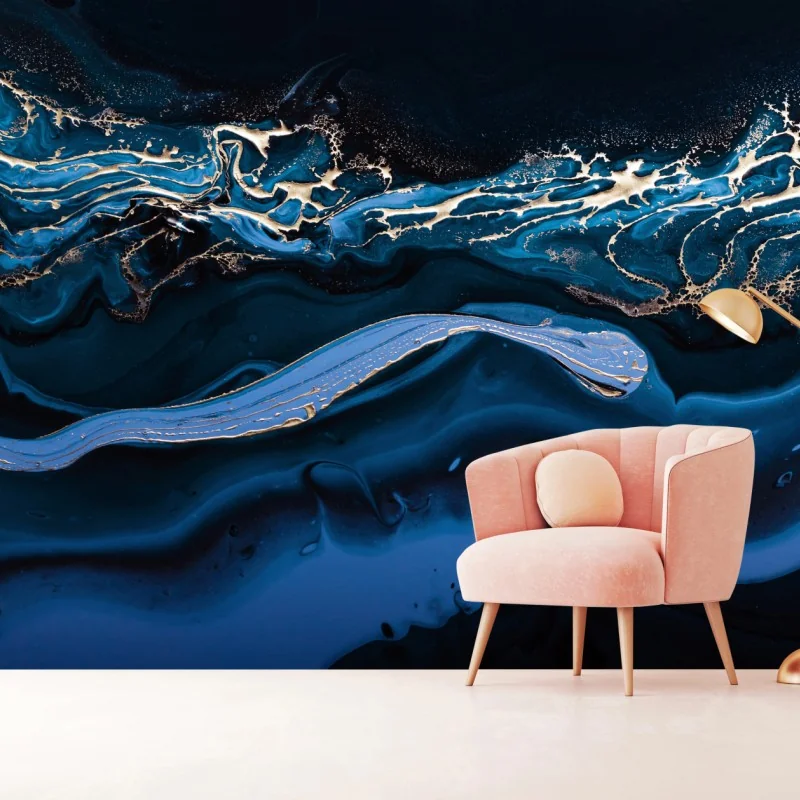 Fototapete marineblaue und goldene abstraktion – Wallnifity® Fototapete marineblaue und goldene abstraktion – Wallnifity®