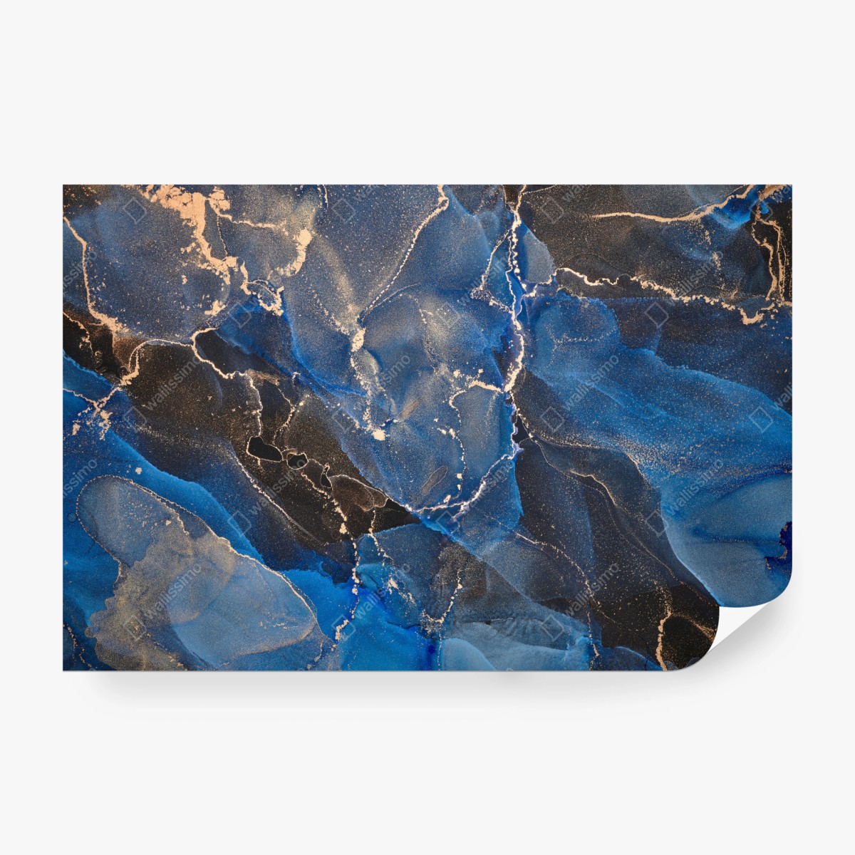 Fototapete luxuriöse blaue und goldene abstrakte wellen – Wallnifity®