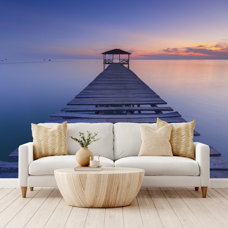 Fototapete ruhiger steg bei sonnenuntergang – Wallnifity®