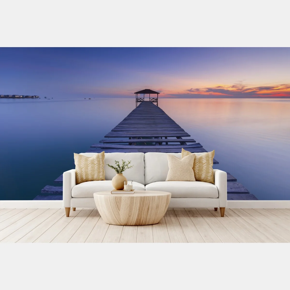 Fototapete ruhiger steg bei sonnenuntergang – Wallnifity®