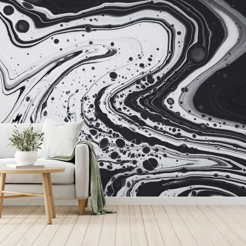 Fototapete schwarz-weißes marmormuster