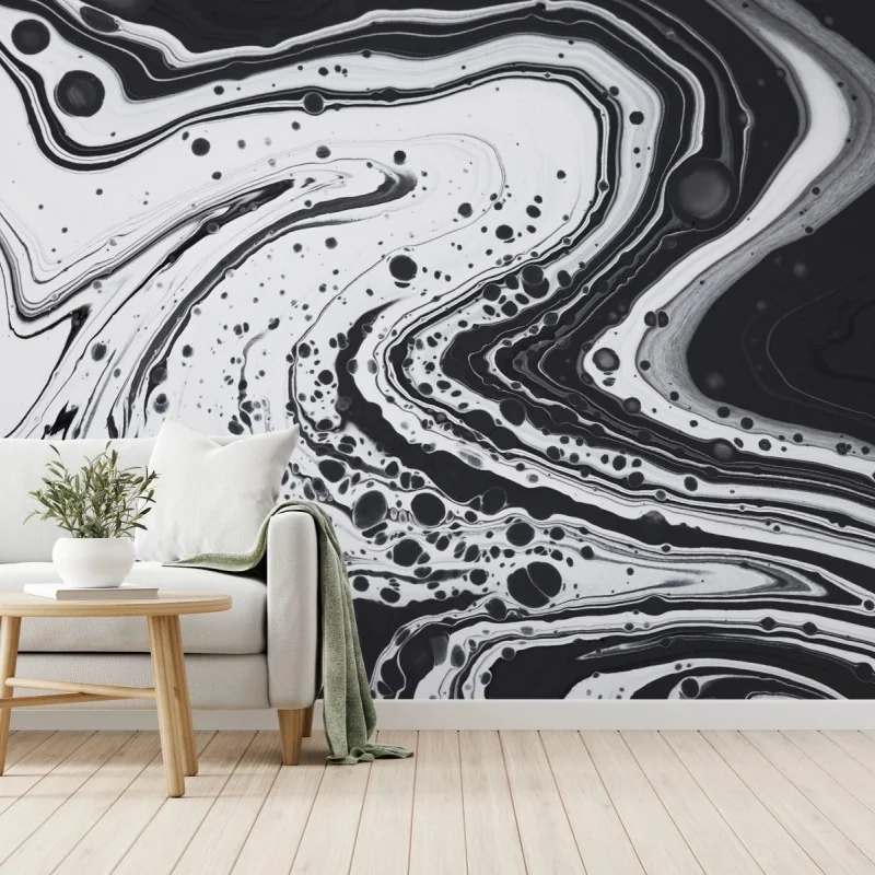 Fototapete schwarz-weißes marmormuster – Wallnifity® Fototapete schwarz-weißes marmormuster – Wallnifity®