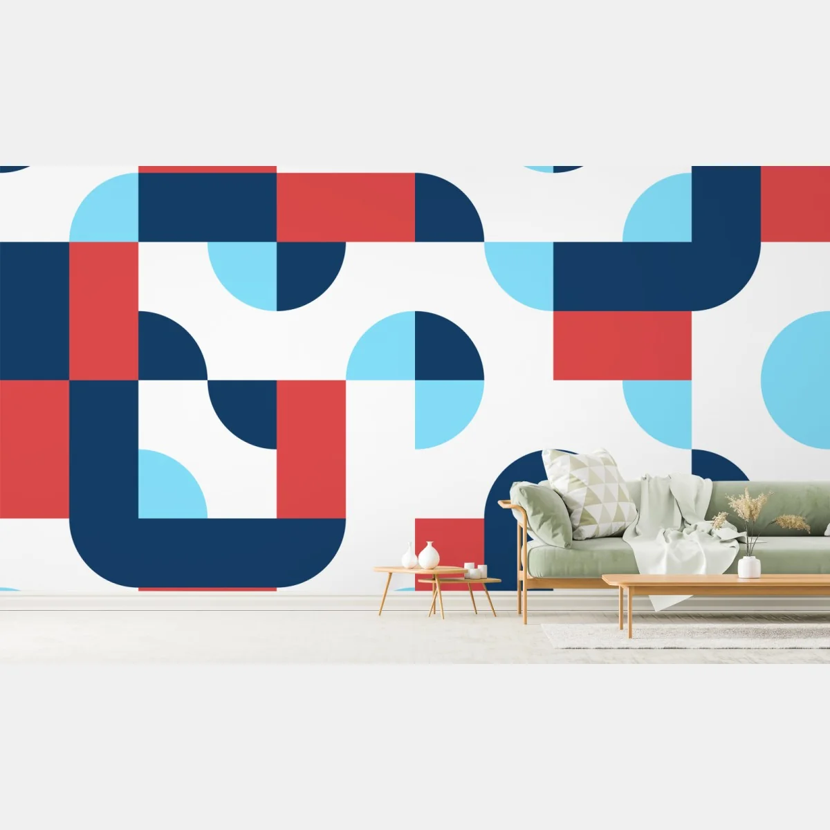 Fototapete mutiges geometrisches muster in dunkelblau und koralle – Wallnifity® Fototapete mutiges geometrisches muster in dunkelblau und koralle – Wallnifity®