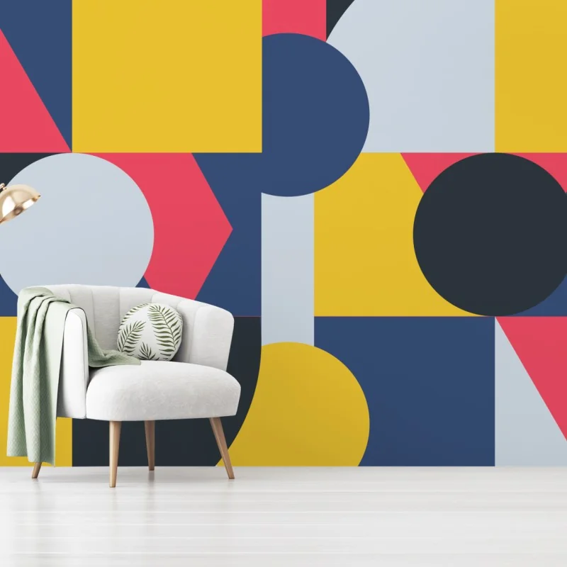 Fototapete lebendige geometrische komposition – Wallnifity® Fototapete lebendige geometrische komposition – Wallnifity®