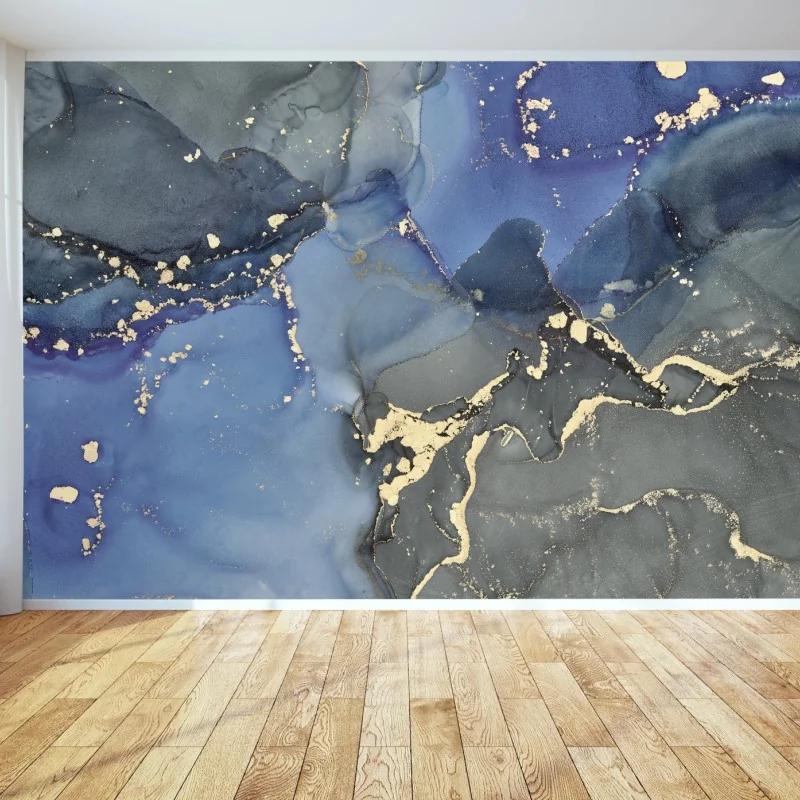 Fototapete luxuriöse blau-goldene abstraktion