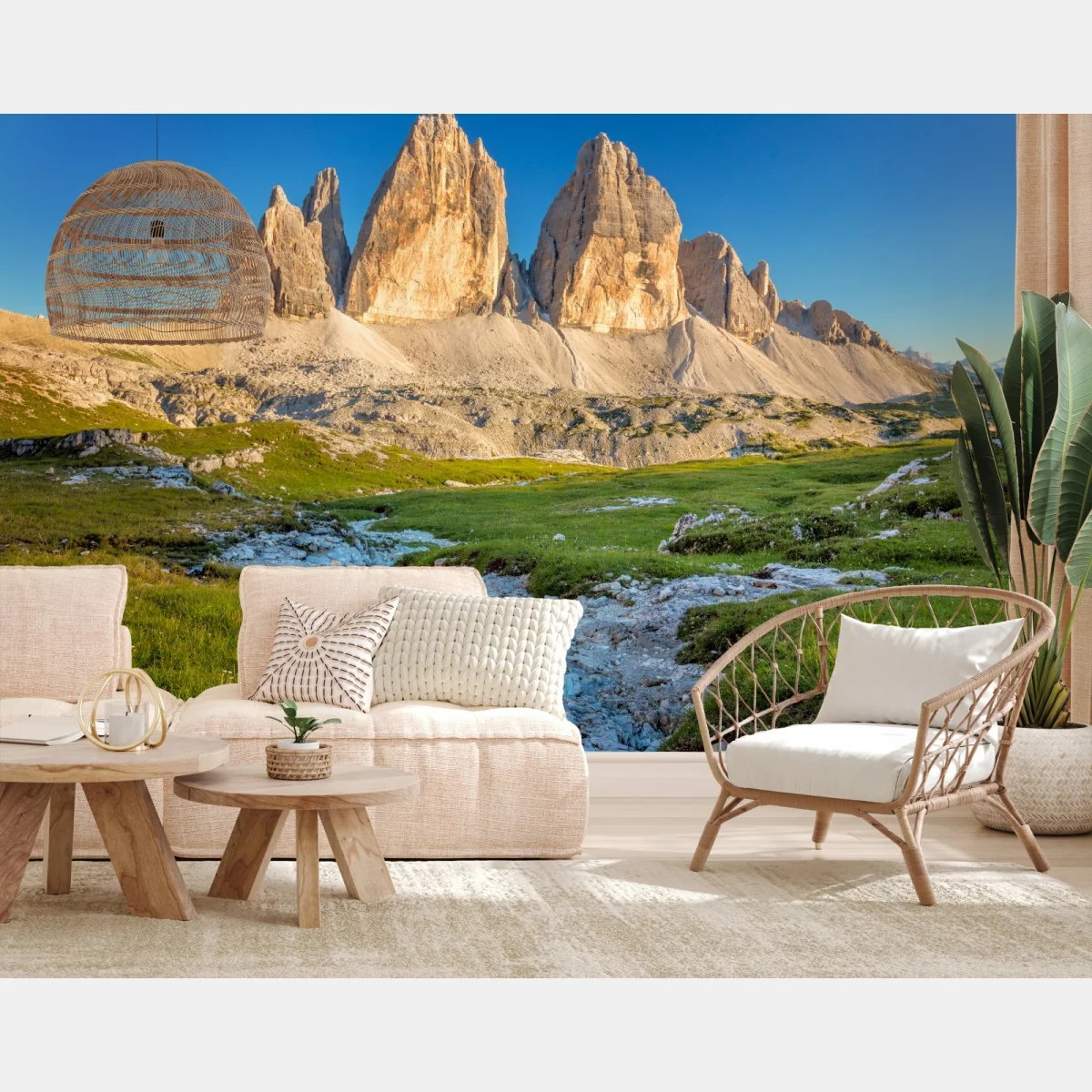 Fototapete Tre Cime di Lavaredo über der alpenwiese – Wallnifity® Fototapete Tre Cime di Lavaredo über der alpenwiese – Wallnifity®