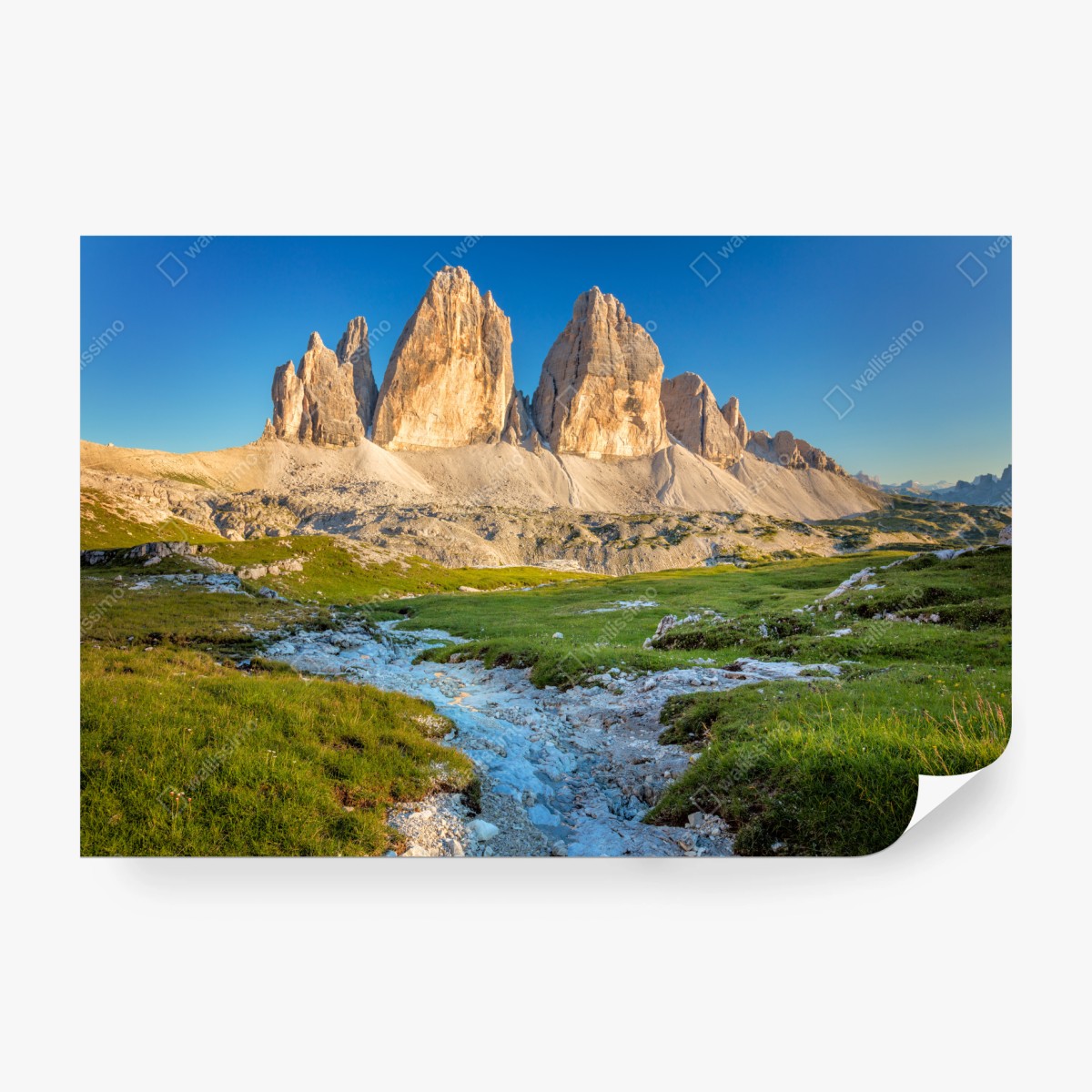 Fototapete Tre Cime di Lavaredo über der alpenwiese – Wallnifity® Fototapete Tre Cime di Lavaredo über der alpenwiese – Wallnifity®