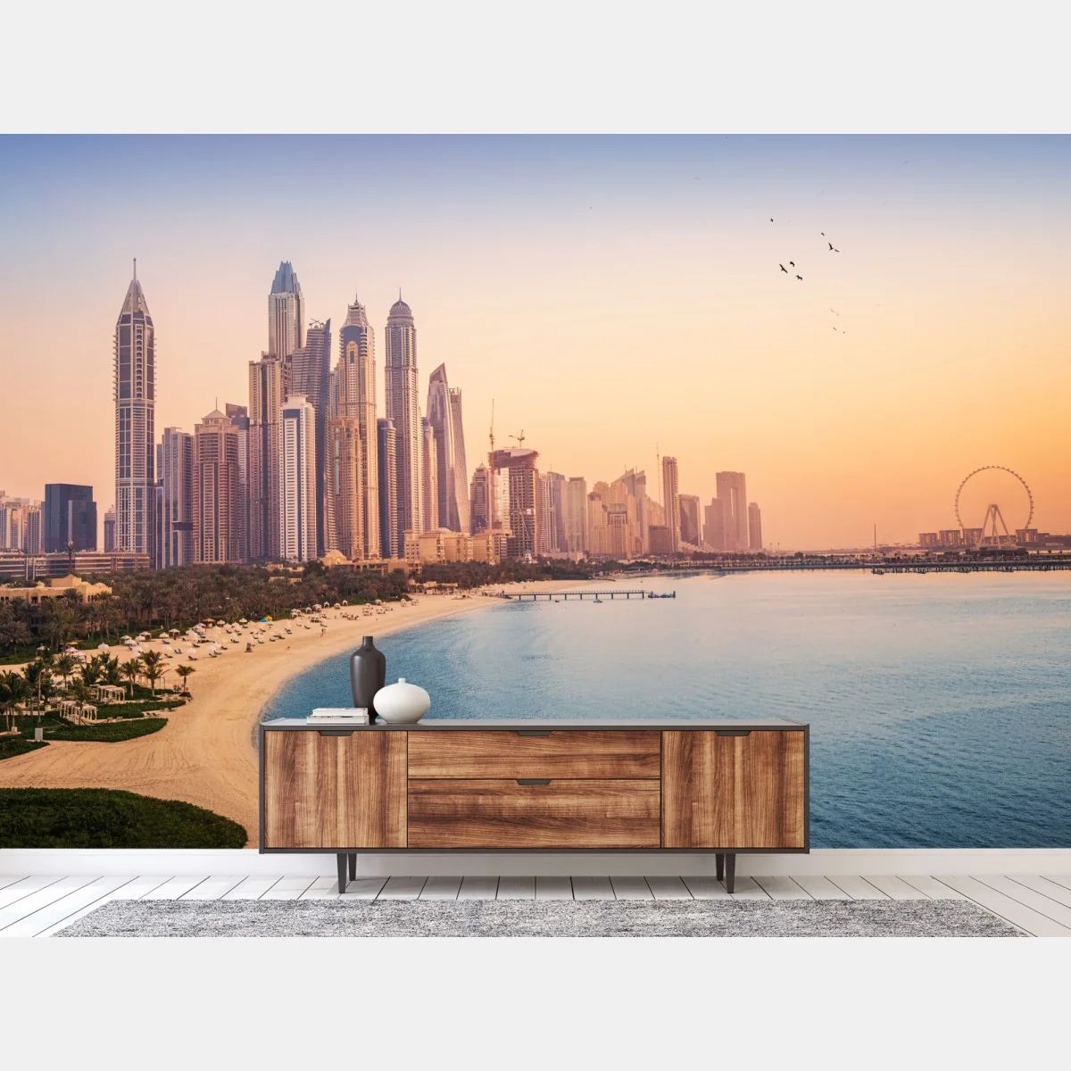 Fototapete Dubai skyline bei sonnenuntergang – Wallnifity®