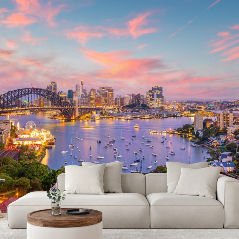 Fototapete sonnenuntergang über Sydney – Wallnifity® Fototapete sonnenuntergang über Sydney – Wallnifity®