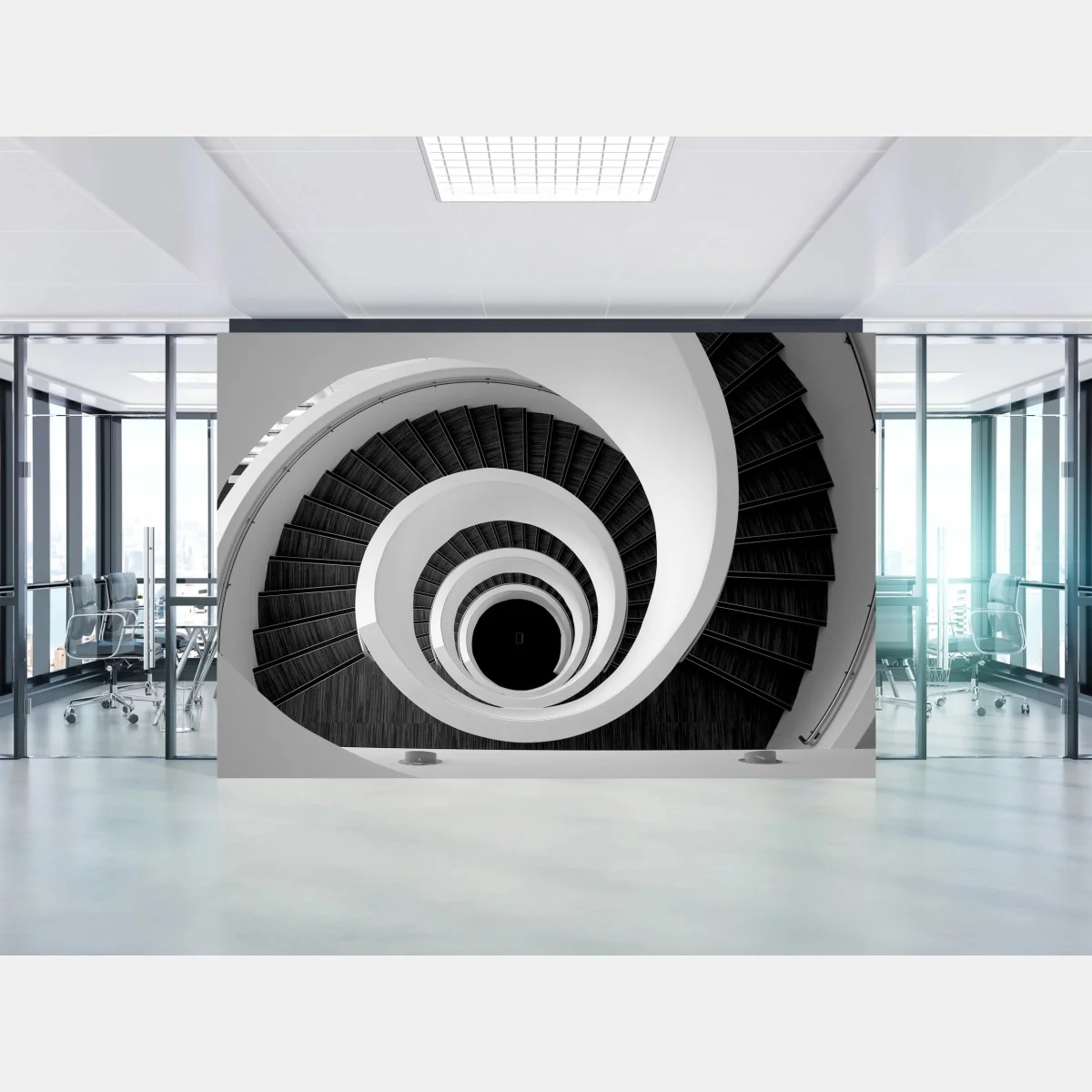 Fototapete spiraltreppe in monochrom – Wallnifity®