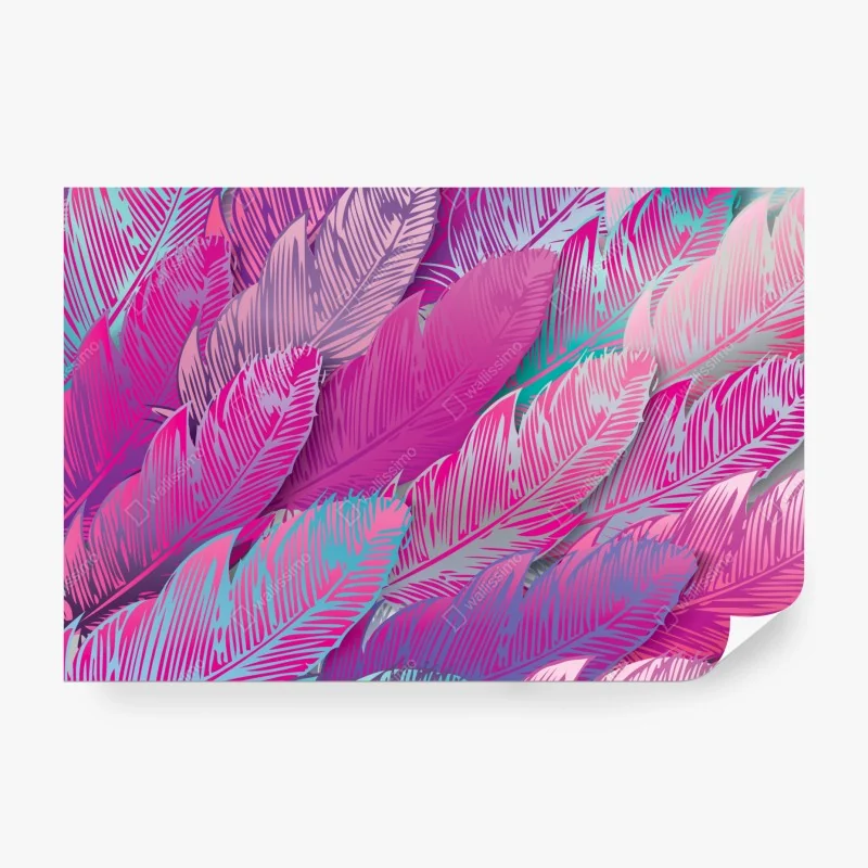 Fototapete irisierendes rosa federmuster