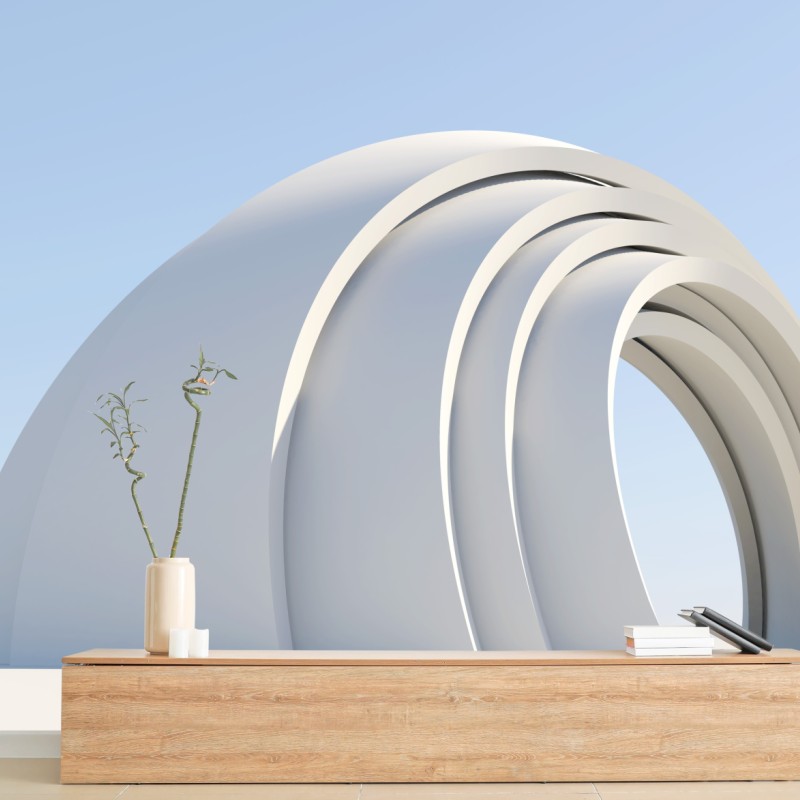 Fototapete minimalistische bogenskulptur