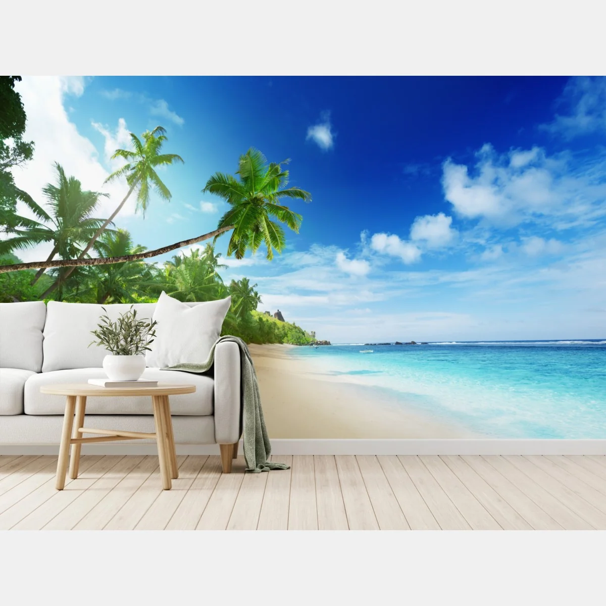 Fototapete sonnenuntergang am strand von Mahe, Seychellen – Wallnifity®