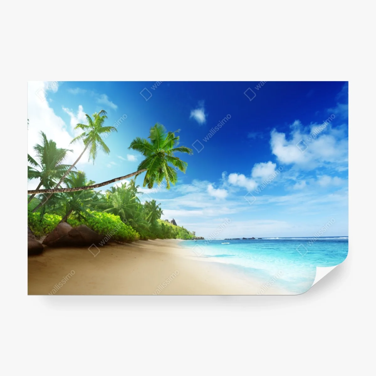 Fototapete sonnenuntergang am strand von Mahe, Seychellen – Wallnifity®