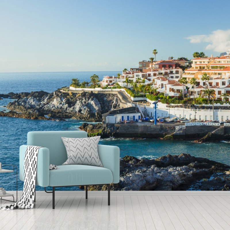 Fototapete sonnige panorama der küstenstadt – Wallnifity®