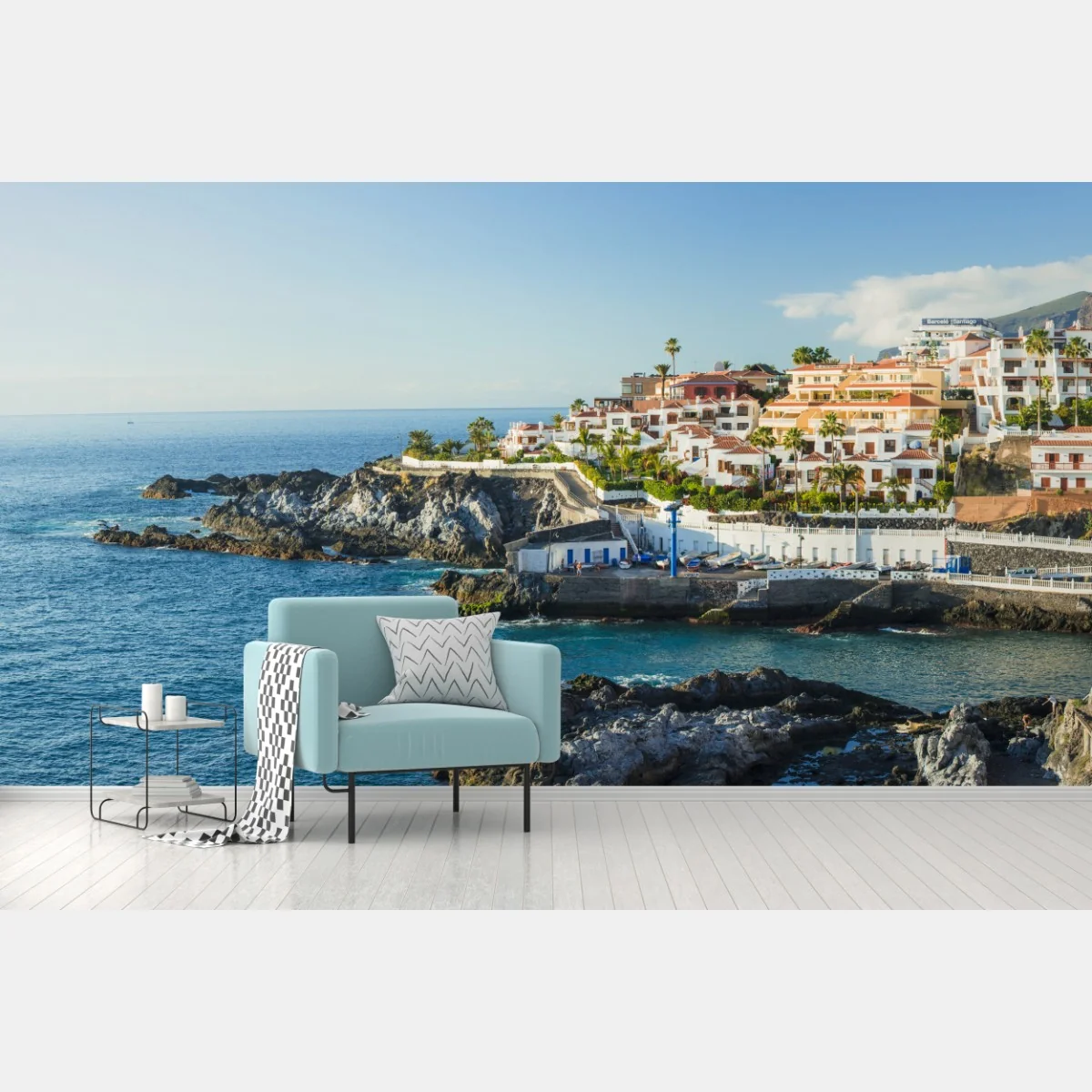 Fototapete sonnige panorama der küstenstadt – Wallnifity®