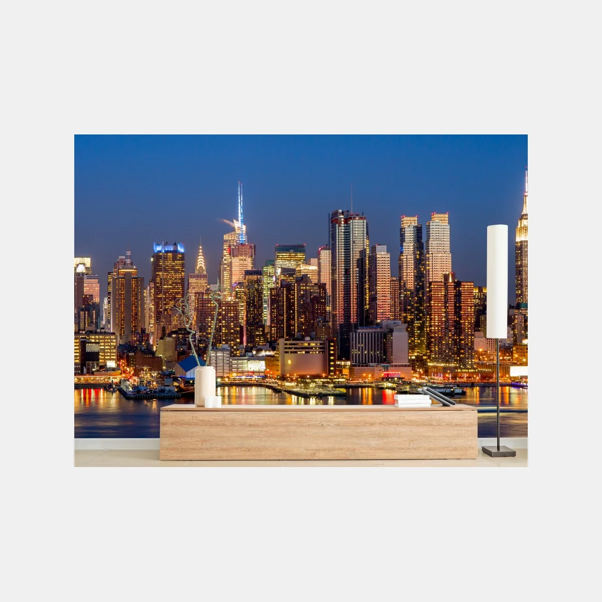 Fototapete panorama von New York bei dämmerung – Wallnifity® Fototapete panorama von New York bei dämmerung – Wallnifity®