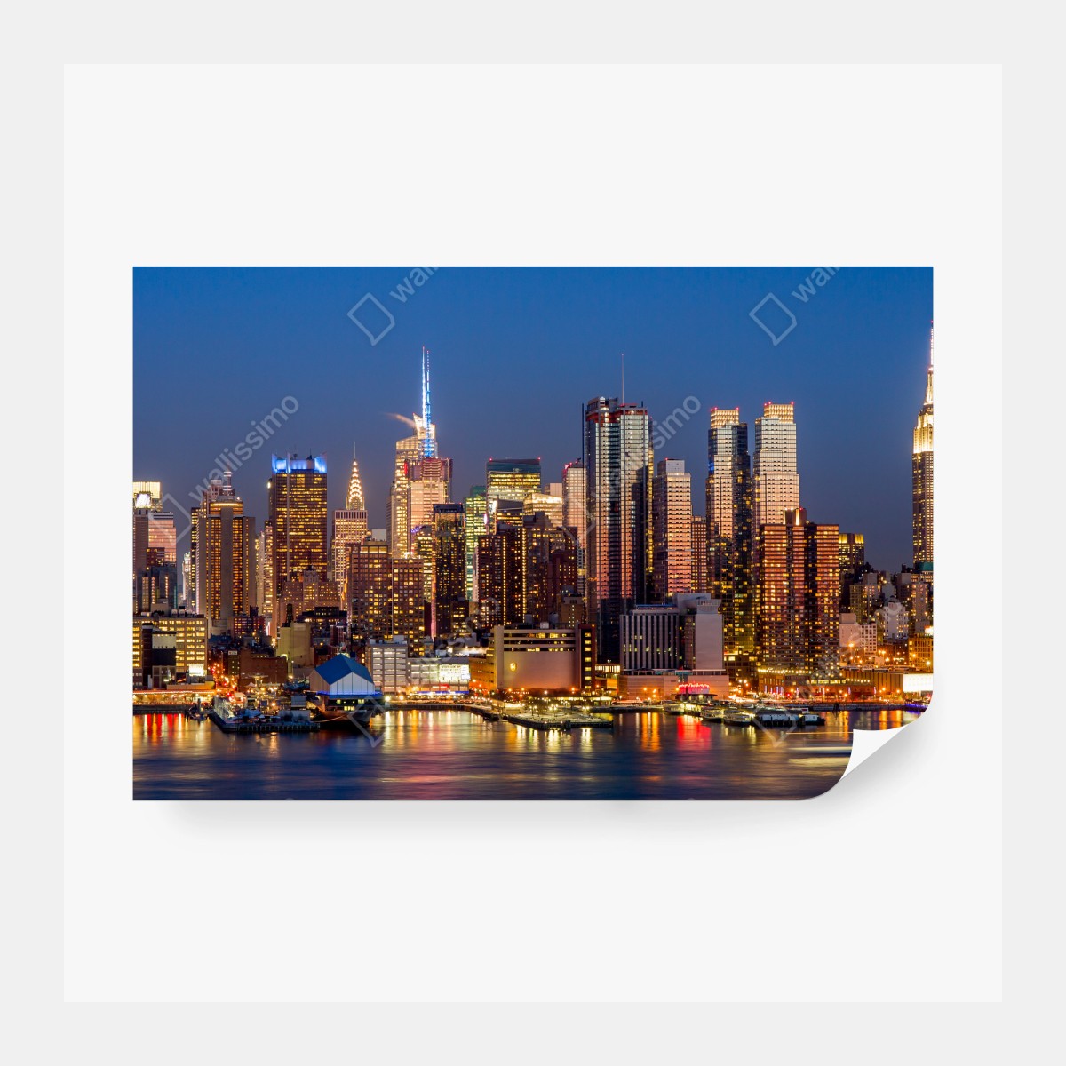 Fototapete panorama von New York bei dämmerung – Wallnifity® Fototapete panorama von New York bei dämmerung – Wallnifity®