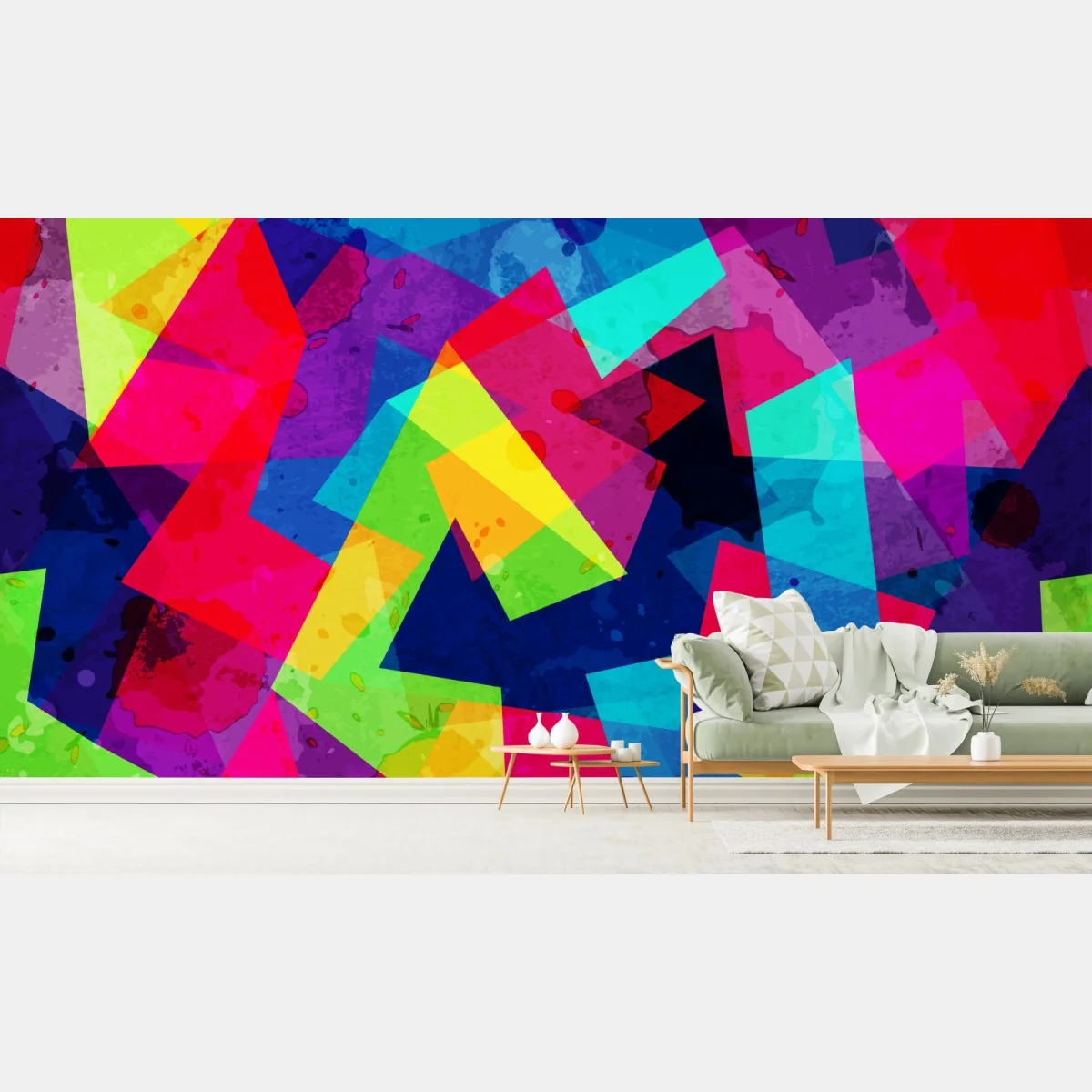 Fototapete lebendige geometrische aquarell-collage – Wallnifity® Fototapete lebendige geometrische aquarell-collage – Wallnifity®