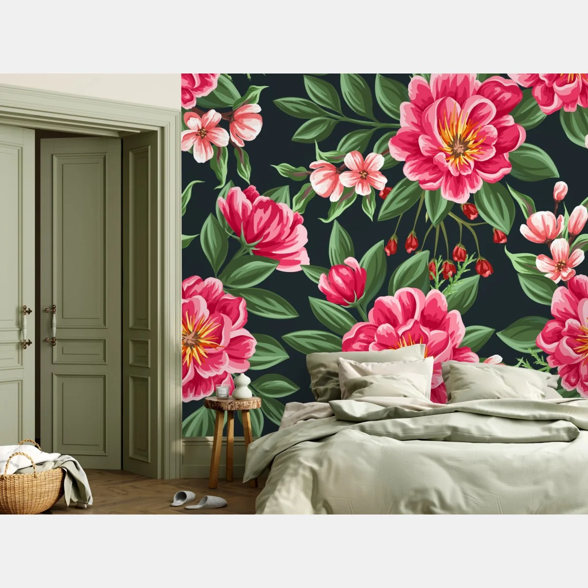 Fototapete rosa aquarell blumenmuster auf dunklem hintergrund – Wallnifity® Fototapete rosa aquarell blumenmuster auf dunklem hintergrund – Wallnifity®